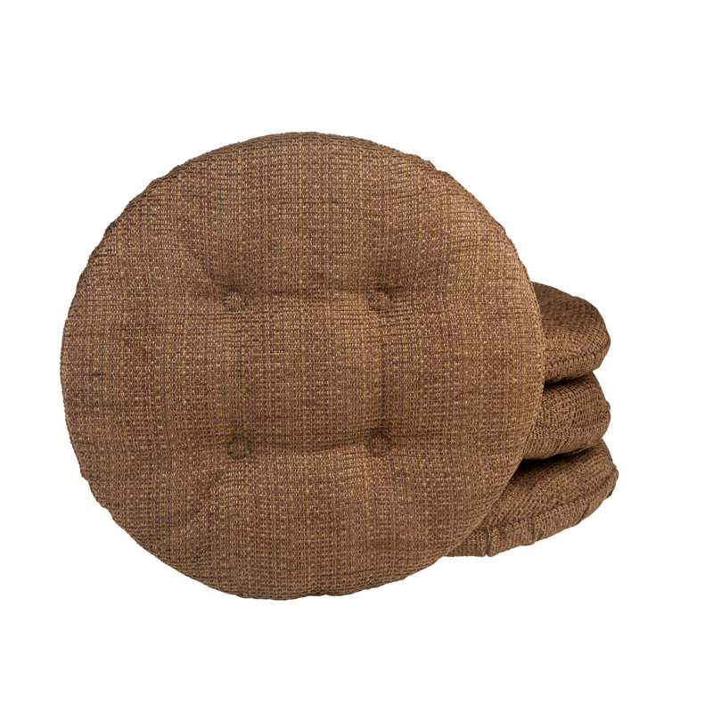 Coussin de tabouret de bar texturé antidérapant, rond de 14 pouces, ensemble de 4, Brun