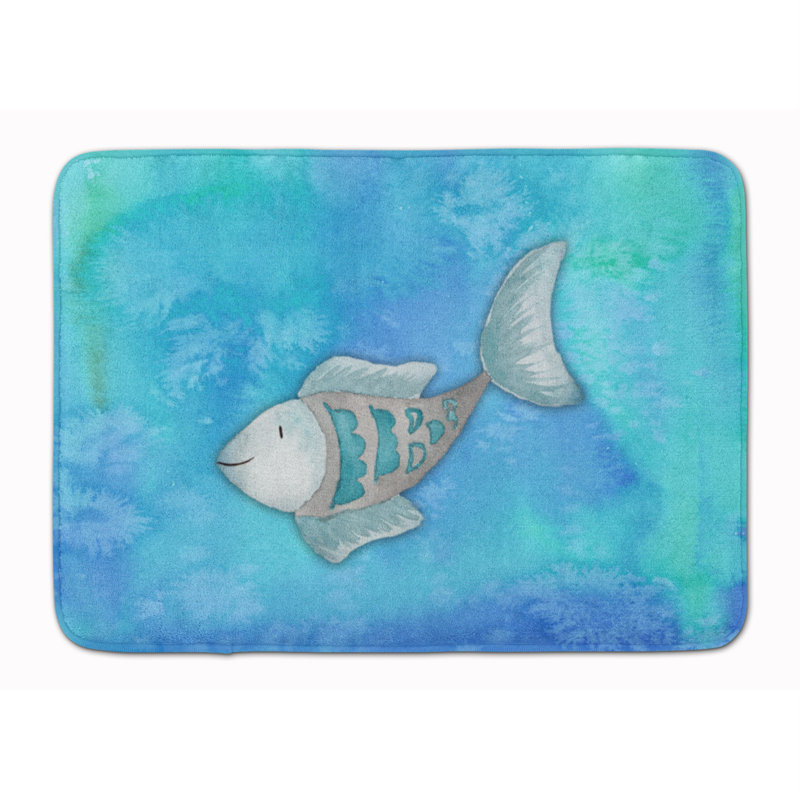 Tapis pour salle de bain en mousse à mémoire de mer aquarelle