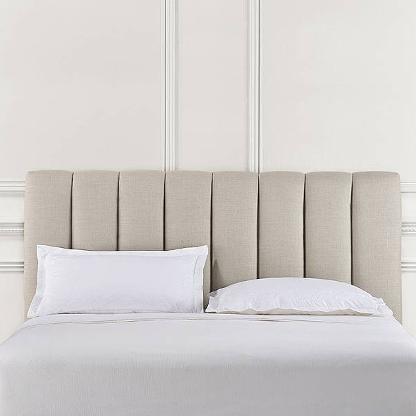 Tête de lit tapissier à panneau Tarrant, Lin - Beige, Grand