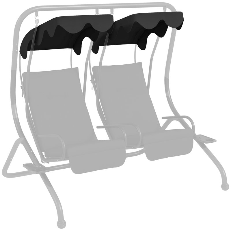 Black Polyester 2-Seater Swing Canopy Replacement Top Cover