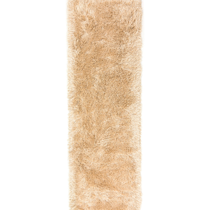 Tapis beige touffeté à la main Petrey, Tapis de couloir 2 pi 3 po x 7 pi 6 po