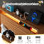  Base de lit flottante pleine grandeur avec tête de lit et station de charge, base de lit plateforme en bois avec lumières DEL, sans bruit, aucun sommier nécessaire - facile à assembler - noyer-334268690-334268694