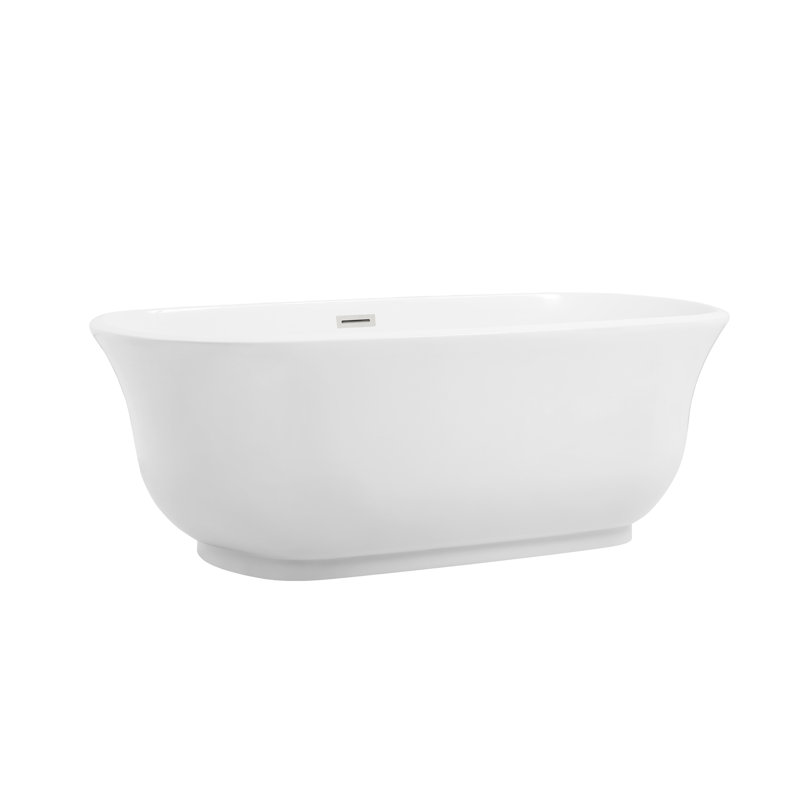 Chaylynn 67'' x 31'' Soaking Acrylic Bathtub, Brushed Nickel