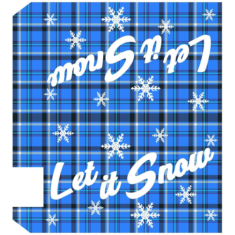 Couvercle de boîte aux lettres de Noël, H 5 po x l 20 po, Bleu / blanc / noir
