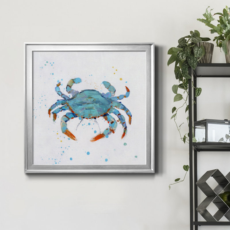 Bulle bleue - Peinture sur toile encadrée, H 34,5 po x l 34,5 po x P 1,5 po, Cadre argenté