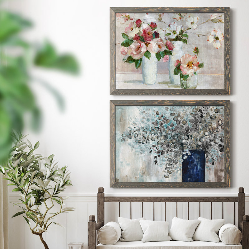 " Shades Of Blush " 2 - Pieces Painting Print, Grey, 23" H x 32" W x 1" D