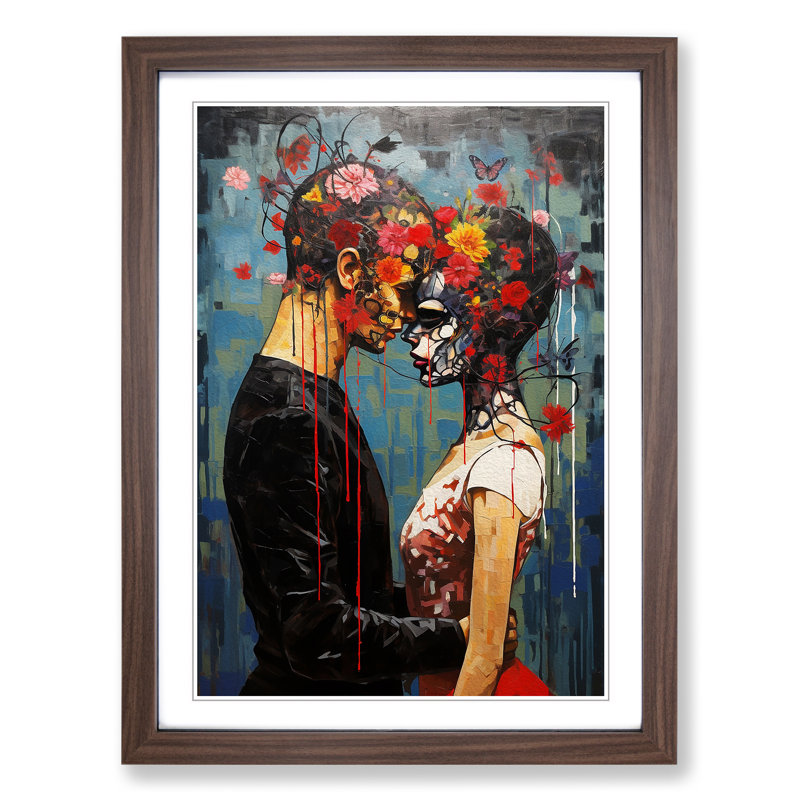 Lovers Contemporary - Framed Print, Walnut, 34cm H x 25cm W x 2cm D