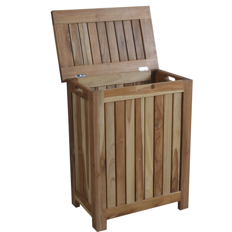 EcoDecors Storage Hamper Standard Solid Teak Deck Box, Brown, Medium (25.6" H x 20.1" W x 13" D)