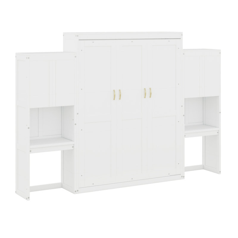 Lit escamotable avec bureau, coiffeuse et armoires Murphy, Blanc