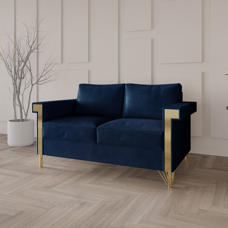 Causeuse de réception en tissu 56,30 po Snaresbrook, Bleu