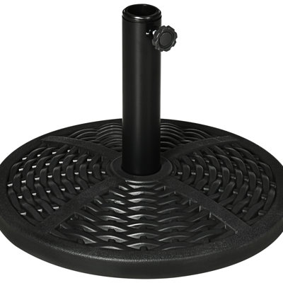 Pied de parasol de 46,4 cm (18,25 po), noir au design élégant, motif rond de 45,7 cm (18 po).