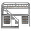 Lit mezzanine simple avec deux commodes, bureau et bande lumineuse-1398145011