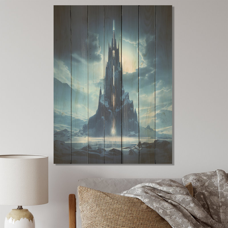 Château de la citadelle bleue - impression de châteaux sur bois, H 20 po x l 10 po