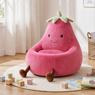 Caricature d'un fauteuil à billes aubergine, canapé pour chambre d'enfant avec housse lavable ou lecture, détente et regarder la télévision