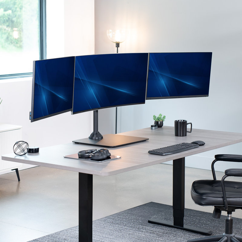 Support de bureau d'ordinateur triple télescopique VIVO, support robuste