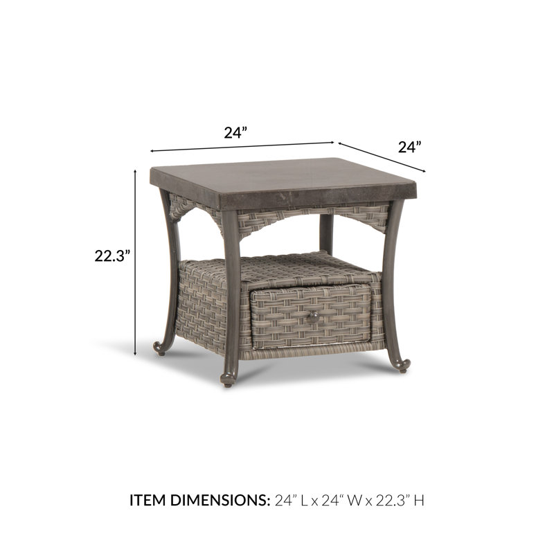 Davenport Outdoor Side Table w/ Bluestone Top