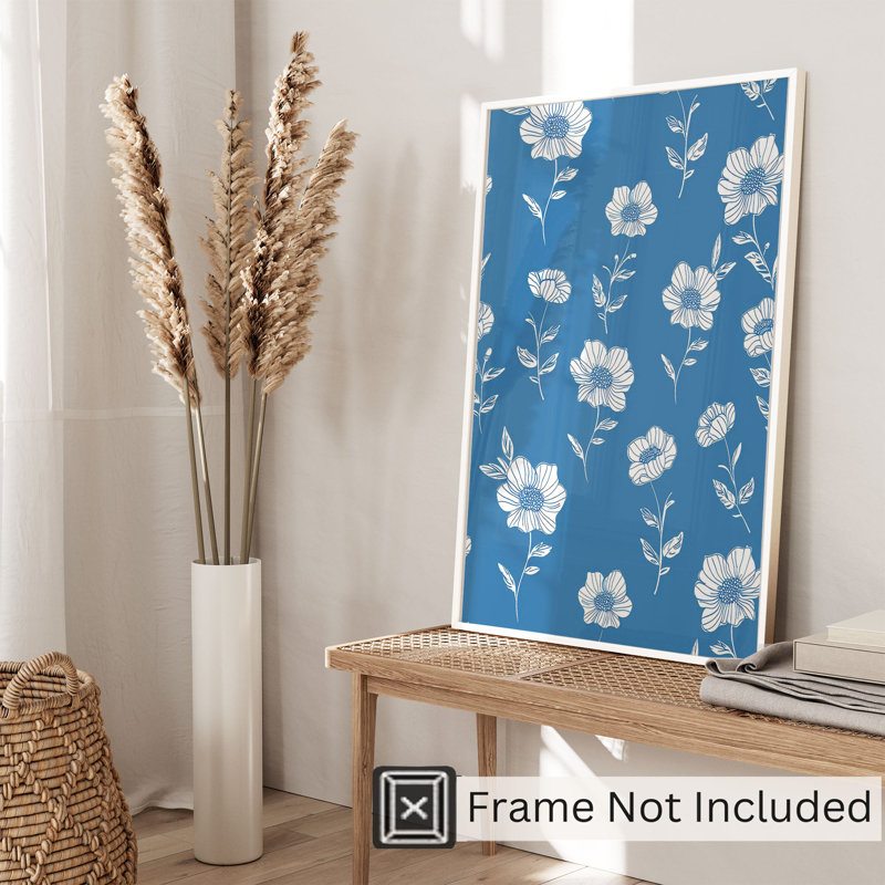 Motif floral de fleurs bleues II, H 36 po x l 24 po
