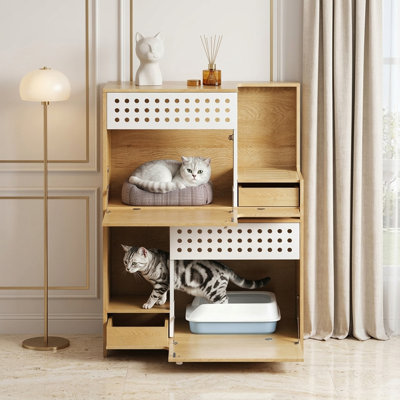 Enceinte de litière pour chat avec tiroir