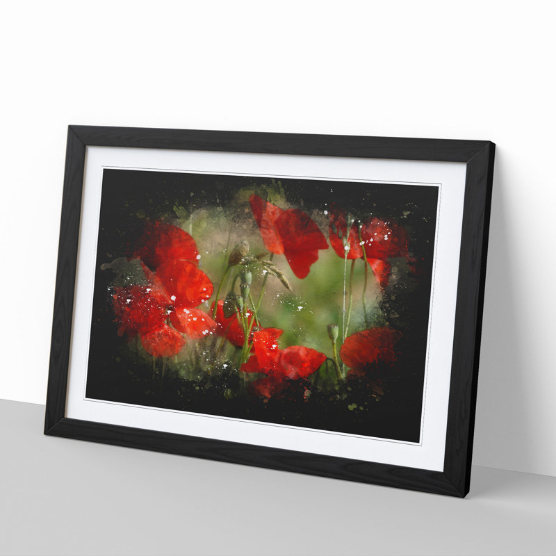 Field of Poppies Vol.7 - Picture Frame Graphic Art, 27cm H x 36cm W x 2cm D, Black Framed