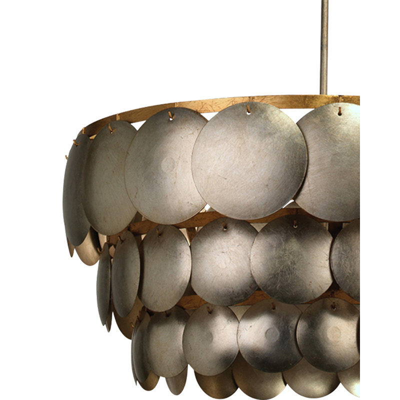 Calypso Champagne Leaf 4-Light Tiered Chandelier with Gold Accents