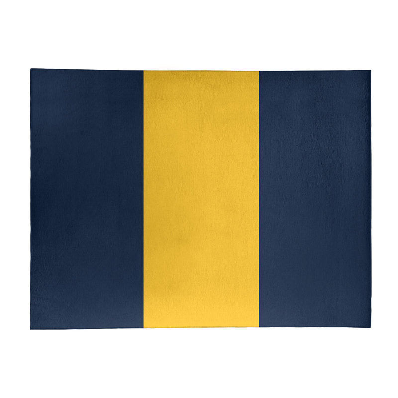 Tapis bleu/jaune à rayures minuit, Rectangle 9 pi x 12 pi