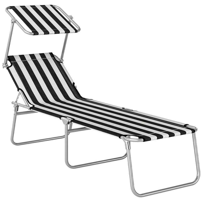 Méridienne pour l'extérieur, fauteuil de bronzage avec pare-soleil, lit pliant portatif pour piscine de patio