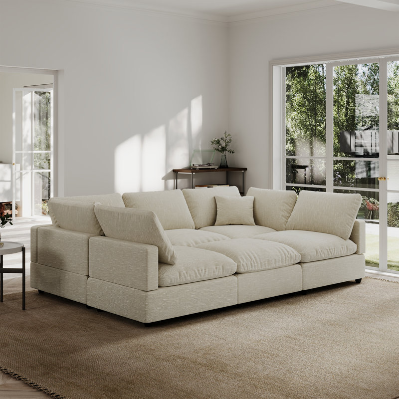 Canapé modulaire pour canapé-lit modulaire pour salon de 95,5 po Normunds, Beige
