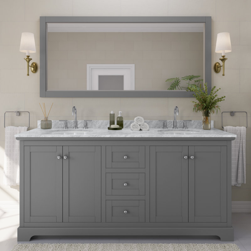 Ensemble de meuble-lavabo double 72 po Avery, Gris foncé, Chrome poli