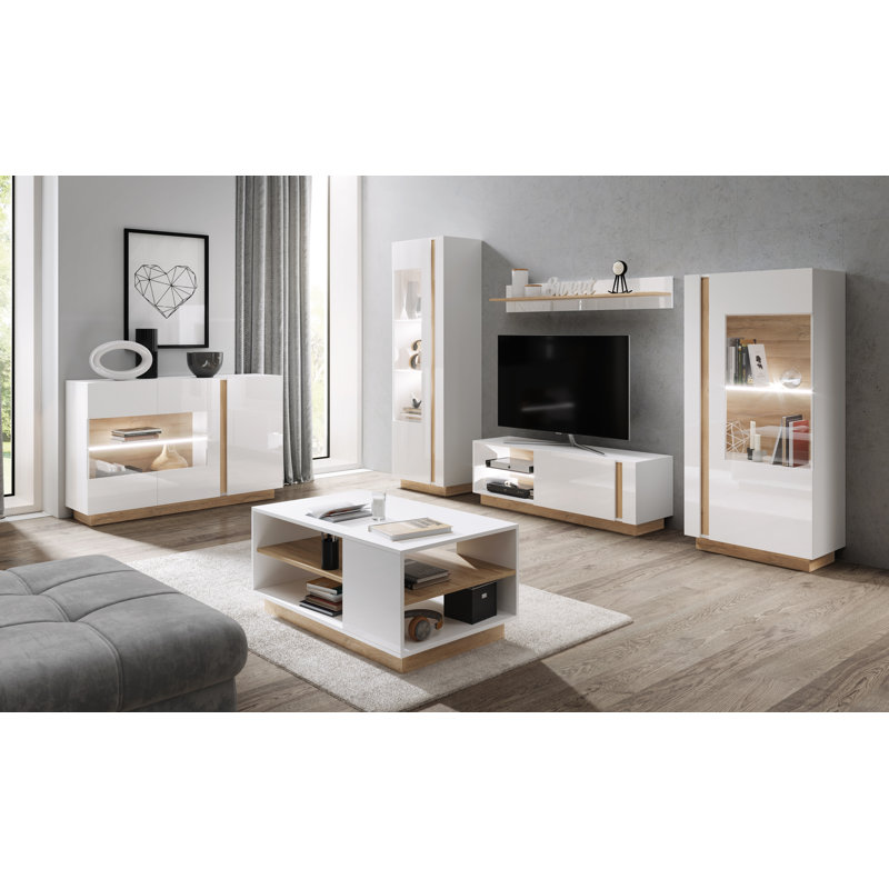 Janai Pedestal Coffee Table, White Gloss