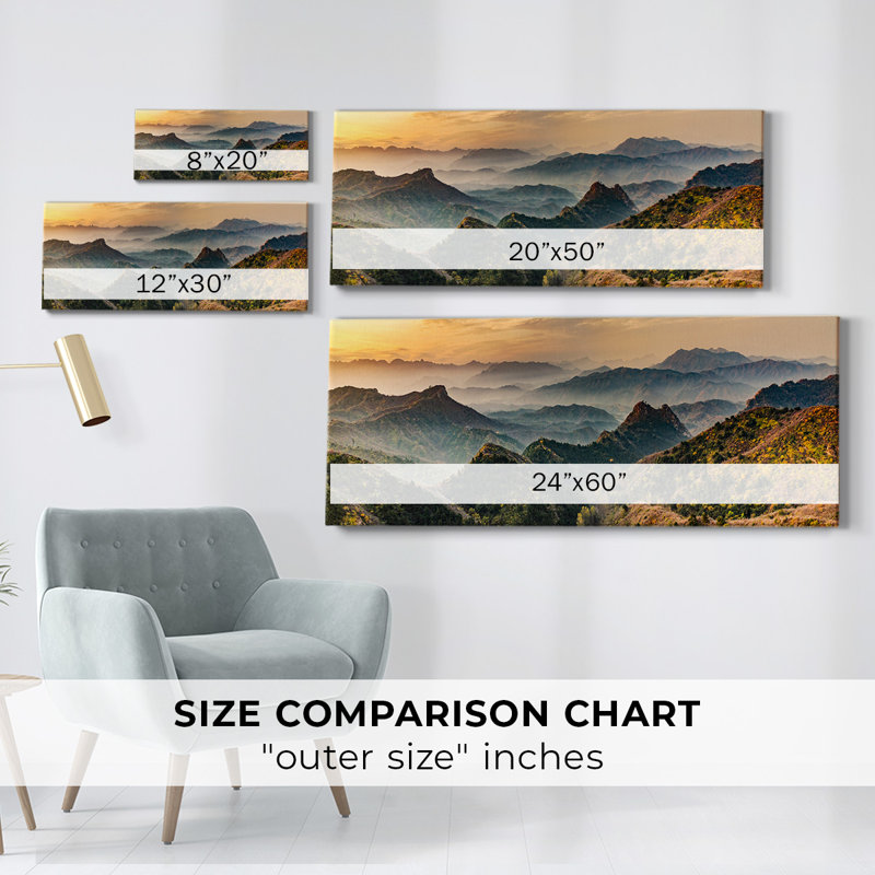Jinshanling Mountains sur impression sur toile, H 24 po x l 60 po x P 1,5 po
