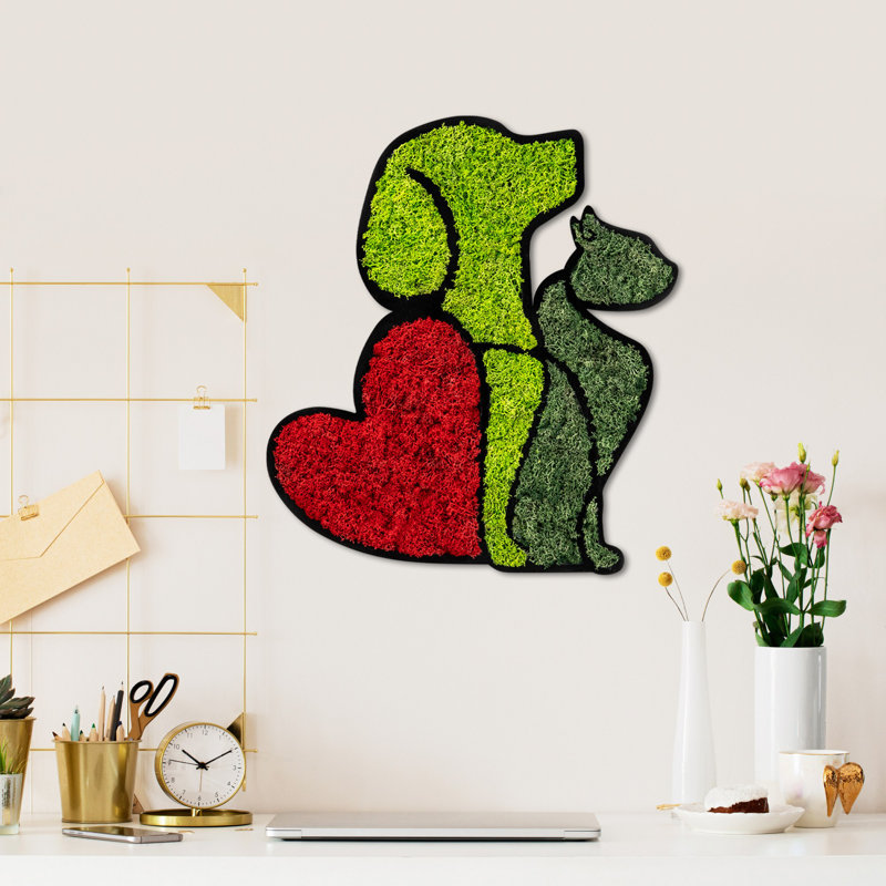 Art mural texturé «Paw Prints & Love»