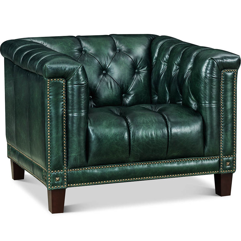 Chaise 100% cuir fleur Picadilly, Green