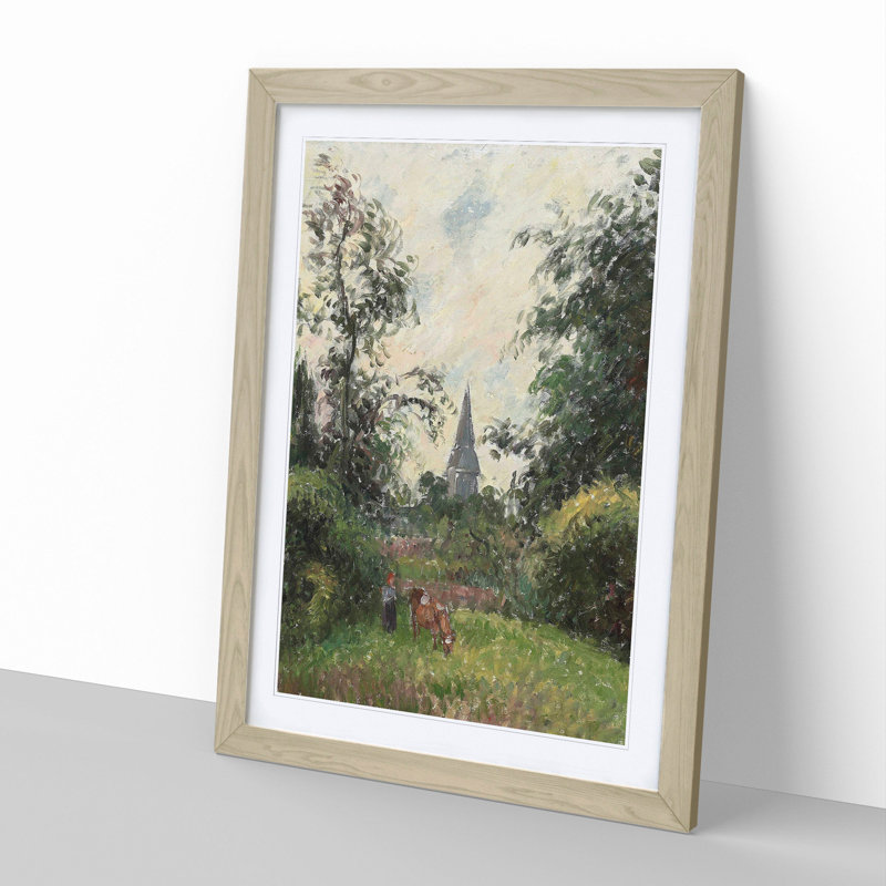 Steeple of Bazincourt by Camille Pissarro - Picture Frame Painting, 36cm H x 27cm W x 2cm D, Oak