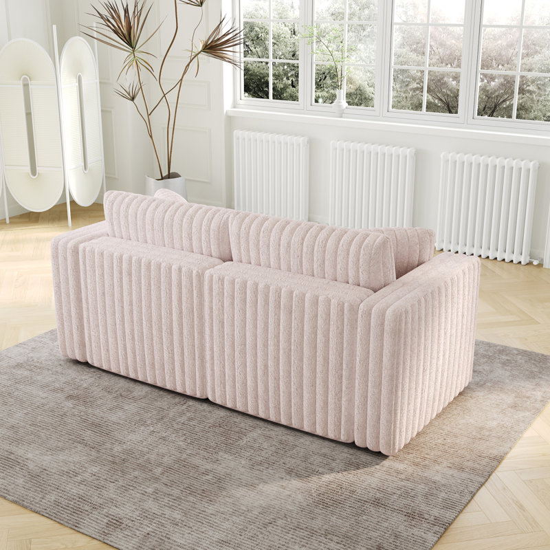 Canapé en cuir 75,6 po, Rose clair