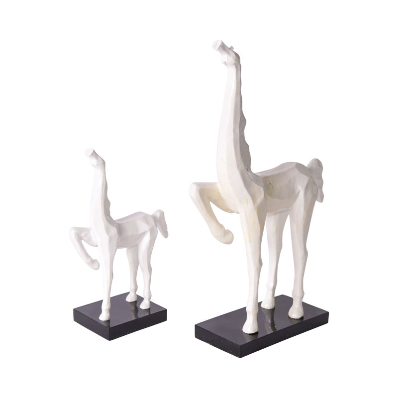 Horse Hoof Up Statue with Base, 21" H x 12.5" W x 4.75" D, White