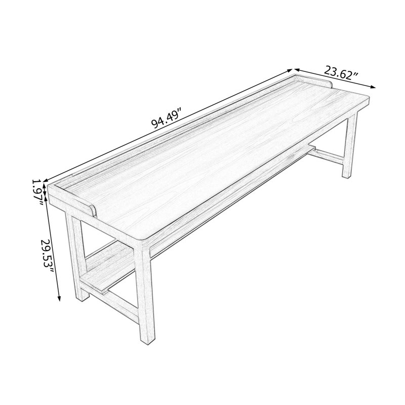 Tan Rectangular Solid Wood desk, 29.6" H x 94.5" W x 23.7" D