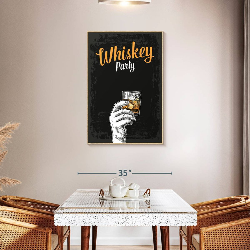 Whisky Party, Cadre flottant en bois naturel, 29" x 43"