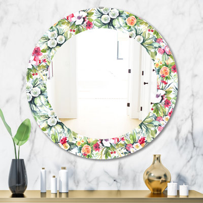 Fleur rose 2 - miroir traditionnel