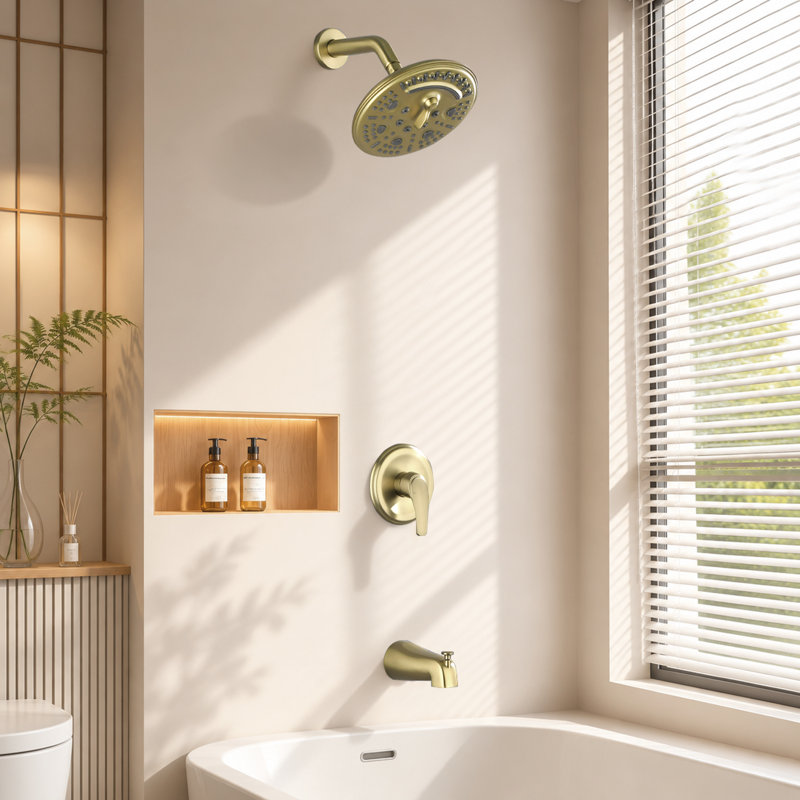 Système de douche 8 pluies à 8 fonctions, robinet de douche et baignoire à pression équilibrée avec valve en laiton 8 pouces