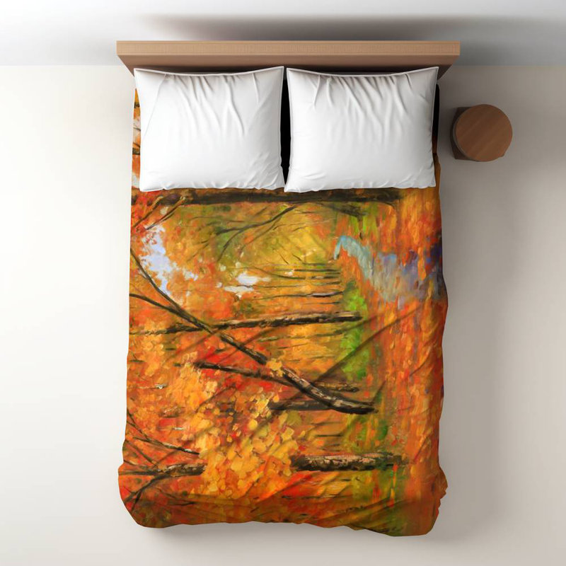 Autumn Trail Duvet Cover | Orange Landscape Trees Decor