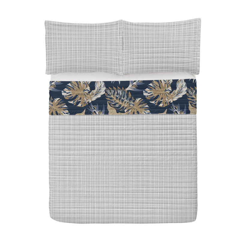 King Dark Night Blue Microfiber Reversible Bedspread Set