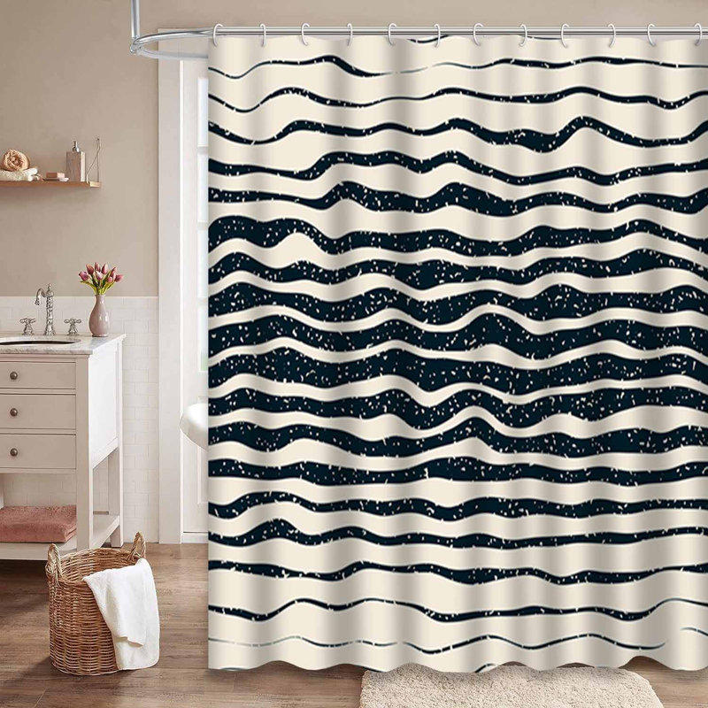 Rideau de douche rétro avec 12 crochets, L 72 po x l 72 po