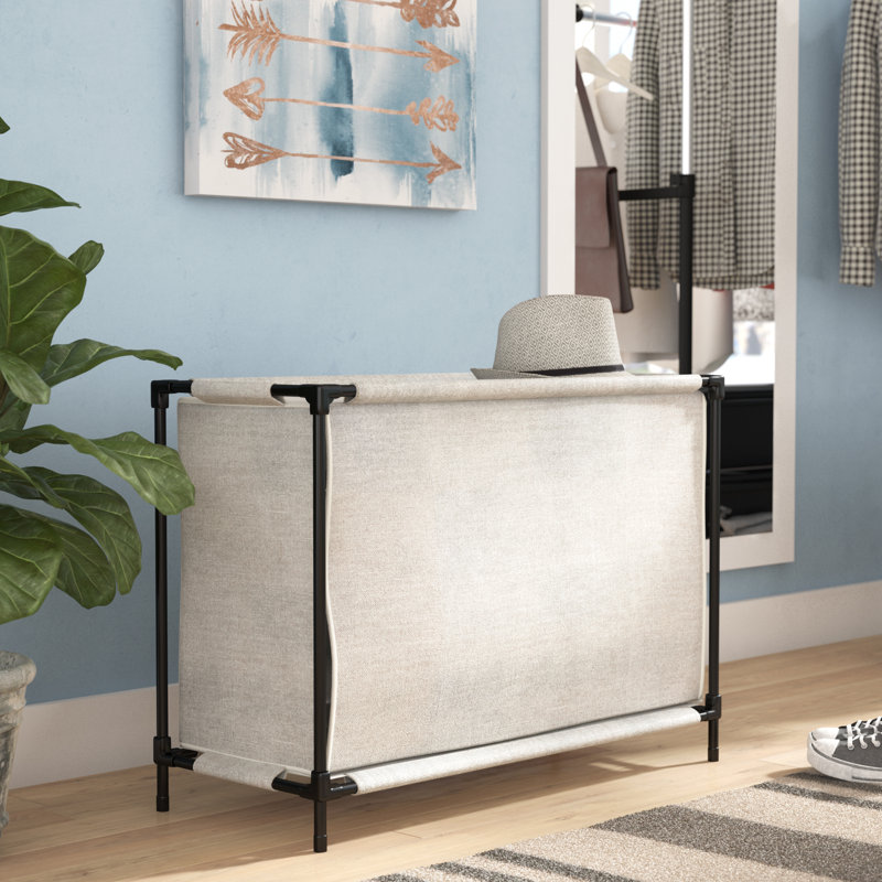 Carmaletta 16 Pair Stackable Shoe Rack, Faux Jute