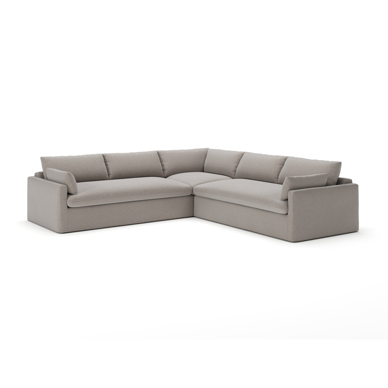 Luna 3-Piece Slipcovered Sectional, Apollo Pebble Boucle
