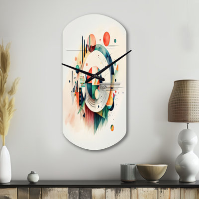 Art géométrique multicolore - horloge murale géométrique asymétrique en métal, impression d'horloge murale cylindrique moderne