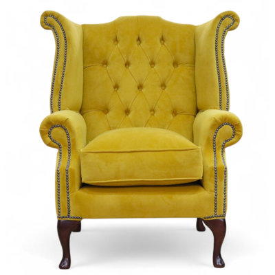 Velvet Fabric Wingback Chair