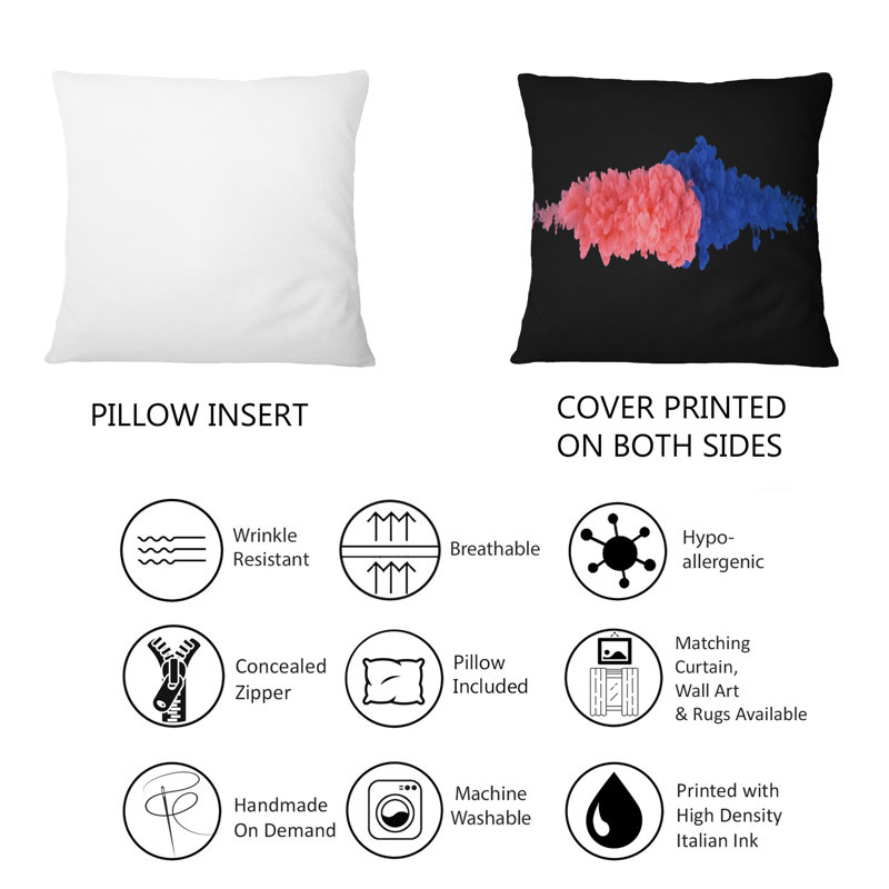 Encre rouge et bleue Mix In The Center I - Coussin décoratif imprimé moderne 1
