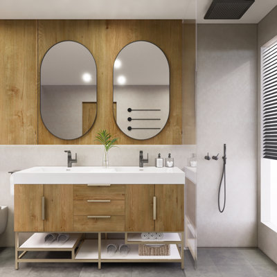 Maricella 59'' Double Bathroom Vanity with Metal Top