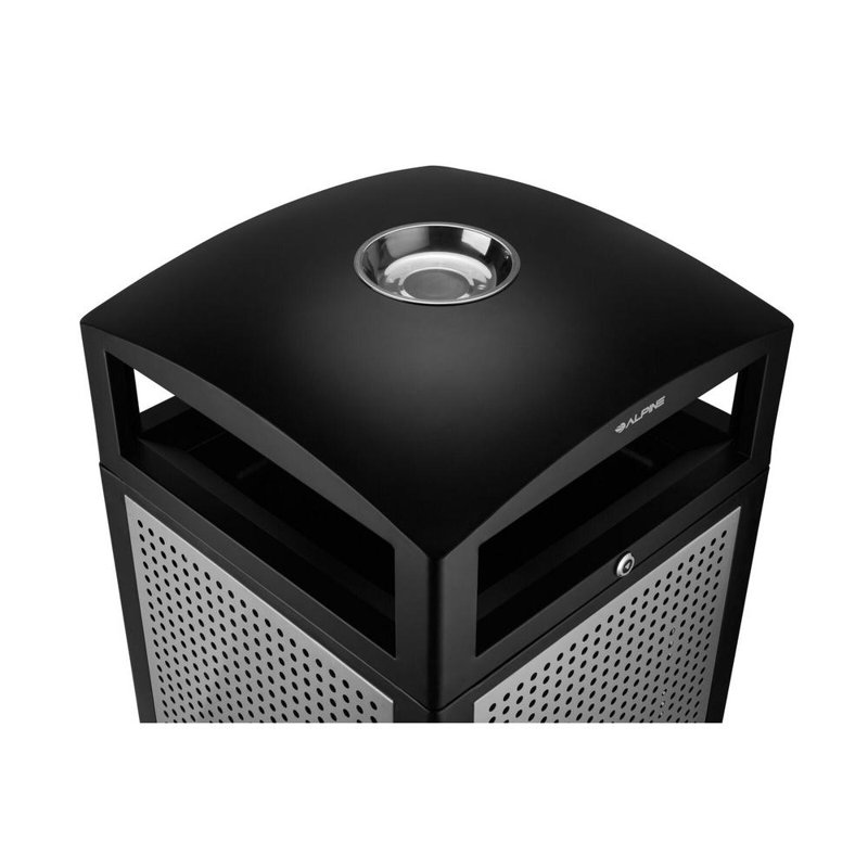Commercial Outdoor Trash Can with Locking Ashtray Lid and Liner- 40 Gallon