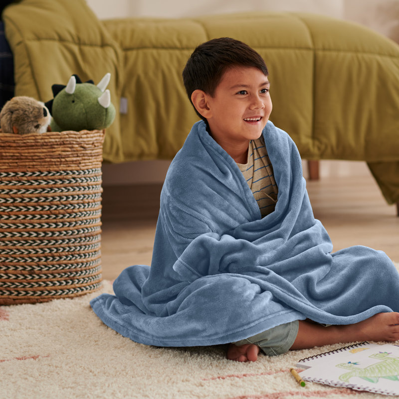 Couverture en molleton Bare Home Microplush - Kid, Bleu couronne